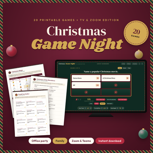 Christmas Party Games for Adults, Christmas Game Bundle, Printable and TV Zoom Edition, Office Party Games, Family Trivia and Bingo