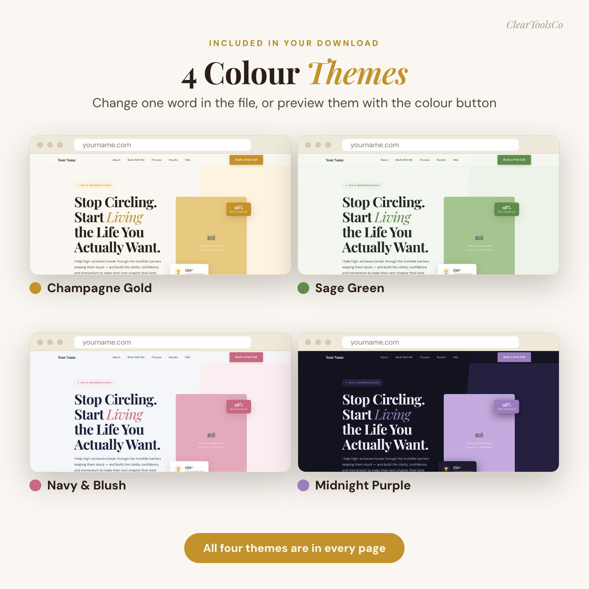 Coaching Website Template | HTML Life Coach Website + Opt-In & Thank-You Pages | For Coaches, Therapists, Consultants | No Monthly Fee