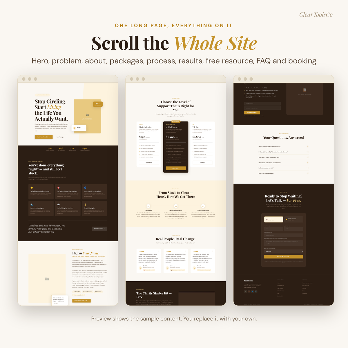 Coaching Website Template | HTML Life Coach Website + Opt-In & Thank-You Pages | For Coaches, Therapists, Consultants | No Monthly Fee