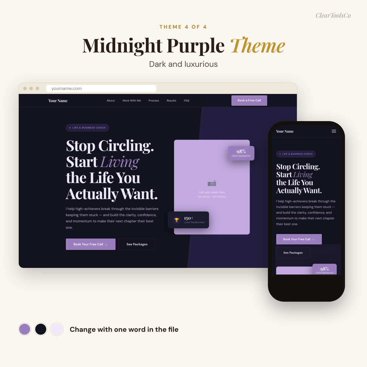 Coaching Website Template | HTML Life Coach Website + Opt-In & Thank-You Pages | For Coaches, Therapists, Consultants | No Monthly Fee
