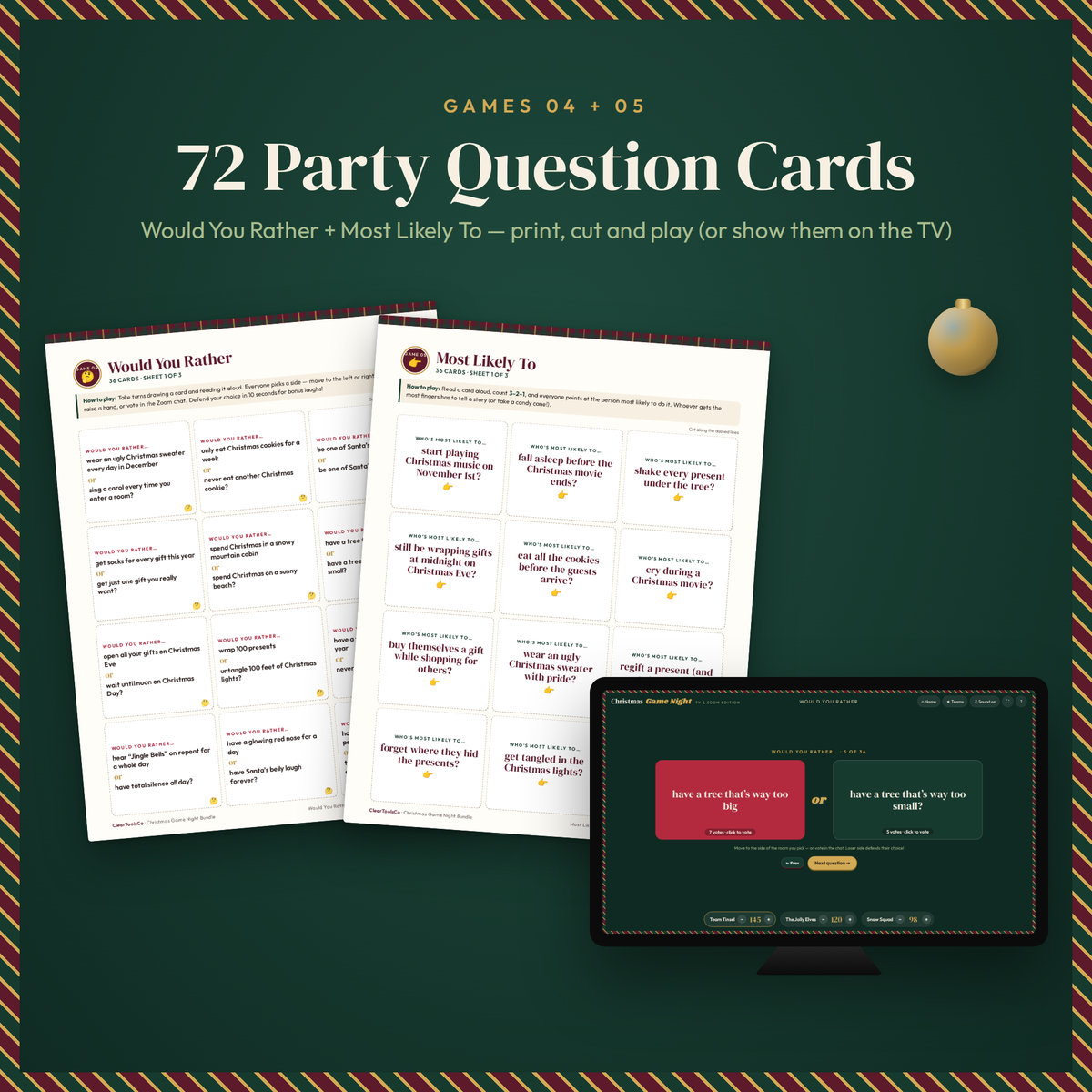 Christmas Party Games for Adults, Christmas Game Bundle, Printable and TV Zoom Edition, Office Party Games, Family Trivia and Bingo