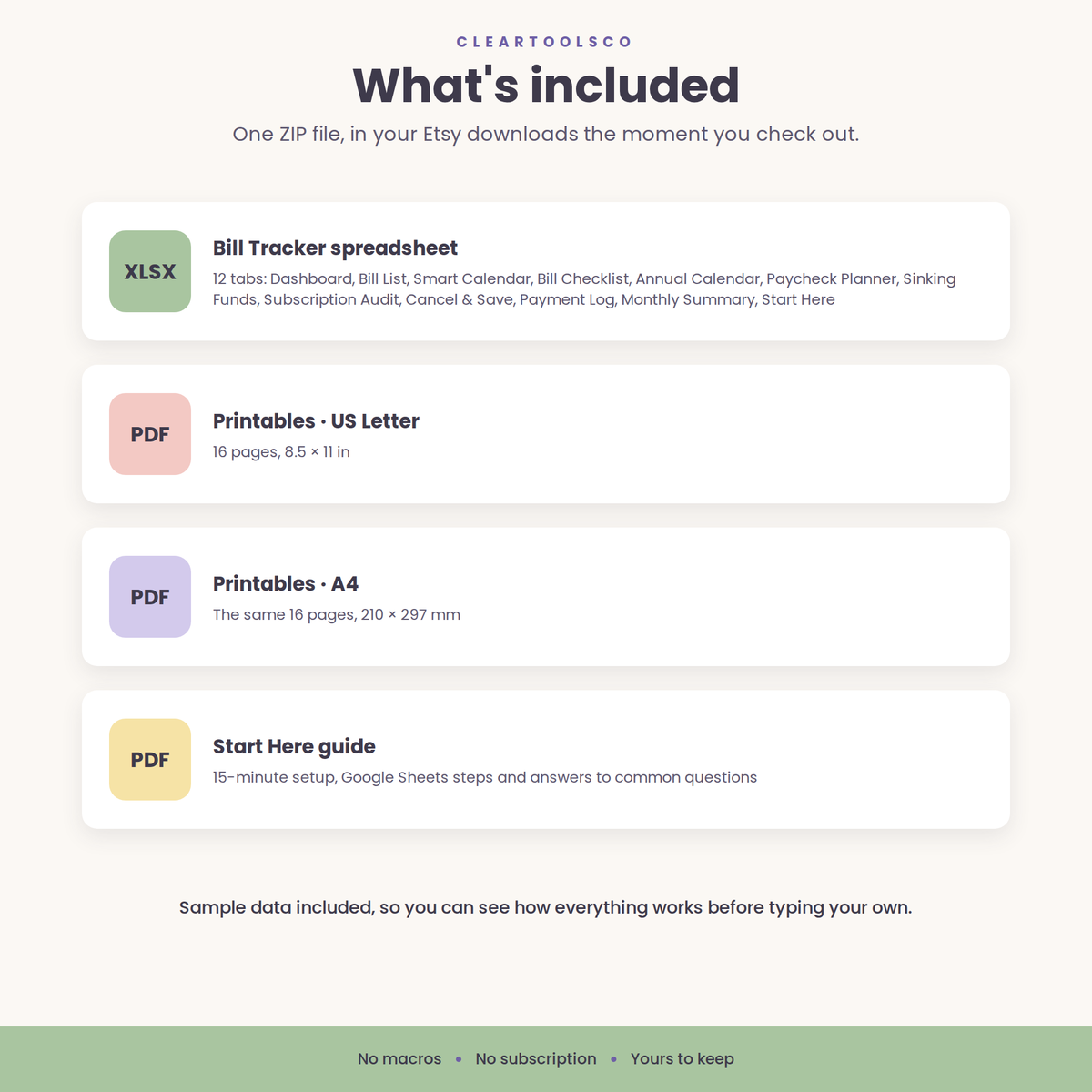 Bill Tracker Spreadsheet Google Sheets & Excel, Annual Bill Calendar, Subscription Tracker, Paycheck Budget, Sinking Funds, Monthly Budget