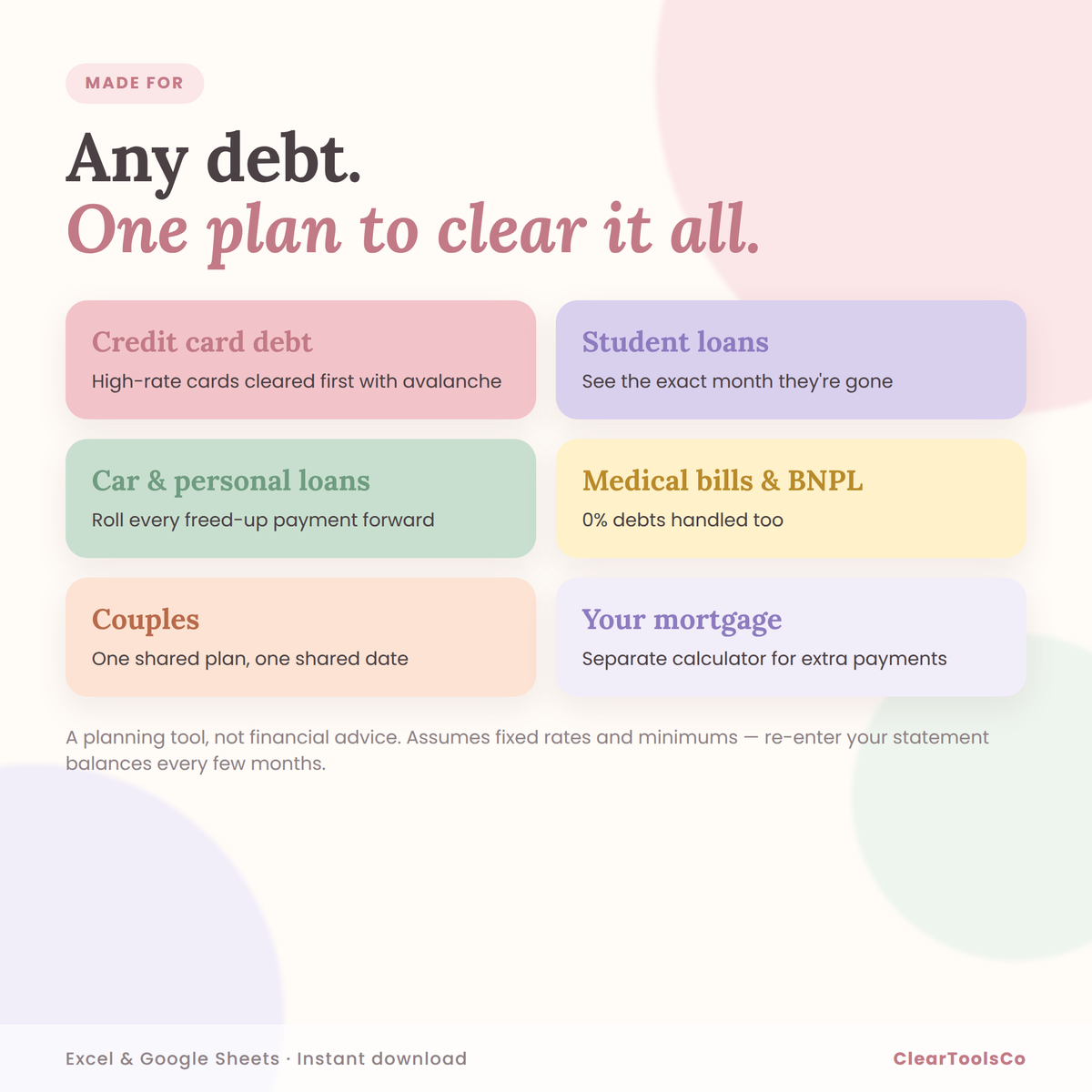 Debt Payoff Tracker Excel & Google Sheets, Debt Snowball Avalanche Spreadsheet, Credit Card Payoff, Debt Free Planner, Mortgage Calculator