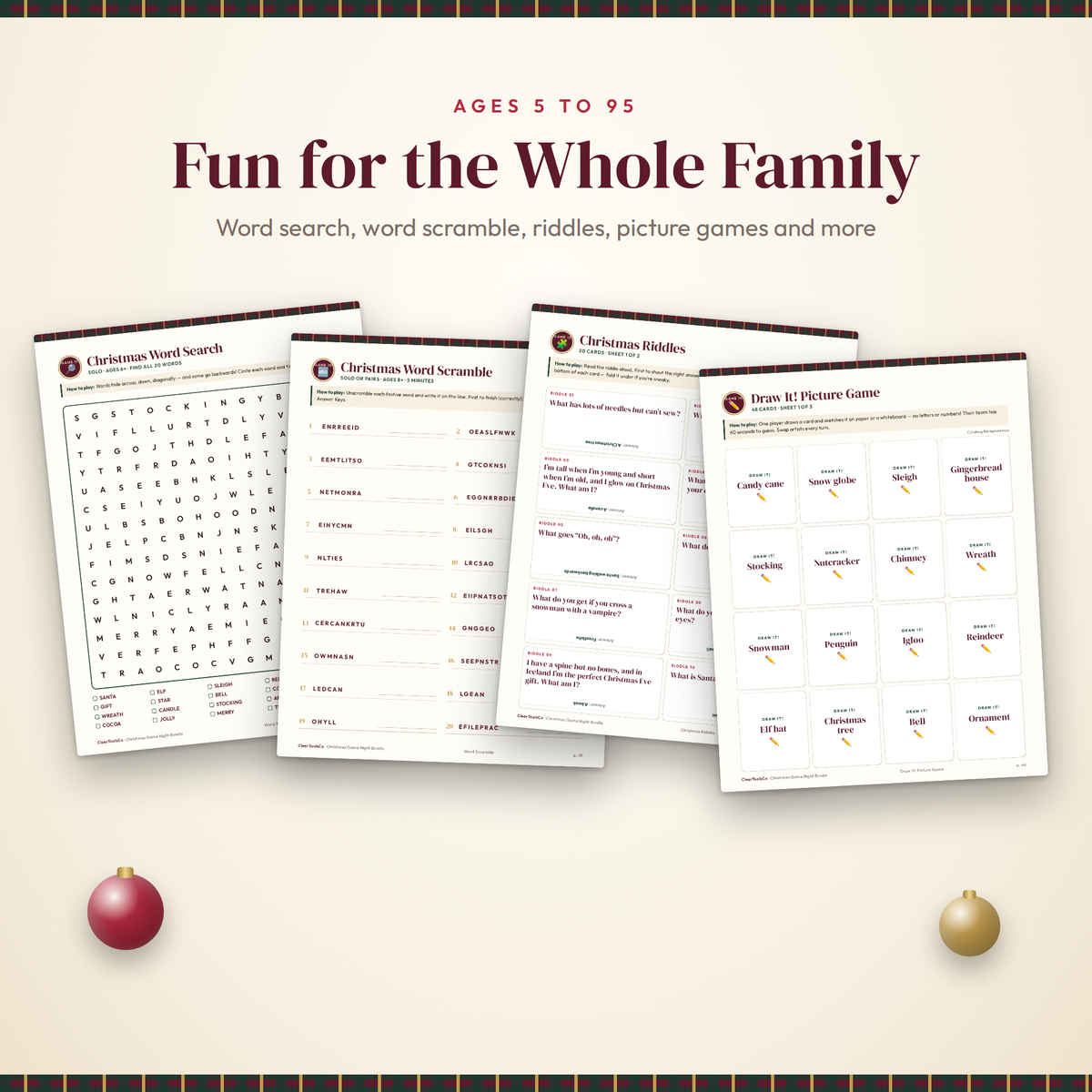 Christmas Party Games for Adults, Christmas Game Bundle, Printable and TV Zoom Edition, Office Party Games, Family Trivia and Bingo