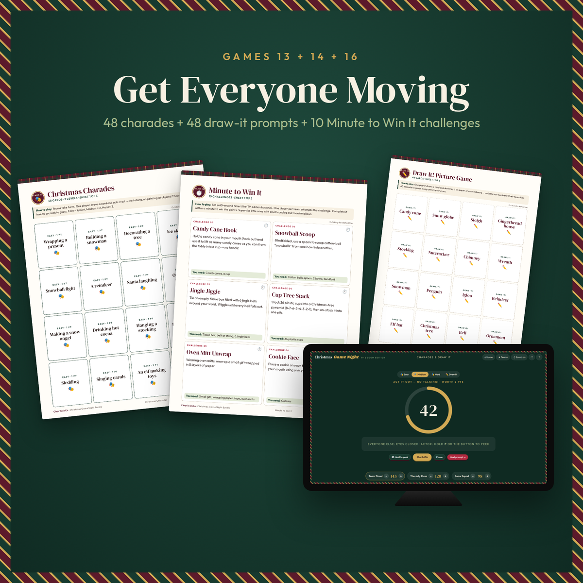 Christmas Party Games for Adults, Christmas Game Bundle, Printable and TV Zoom Edition, Office Party Games, Family Trivia and Bingo