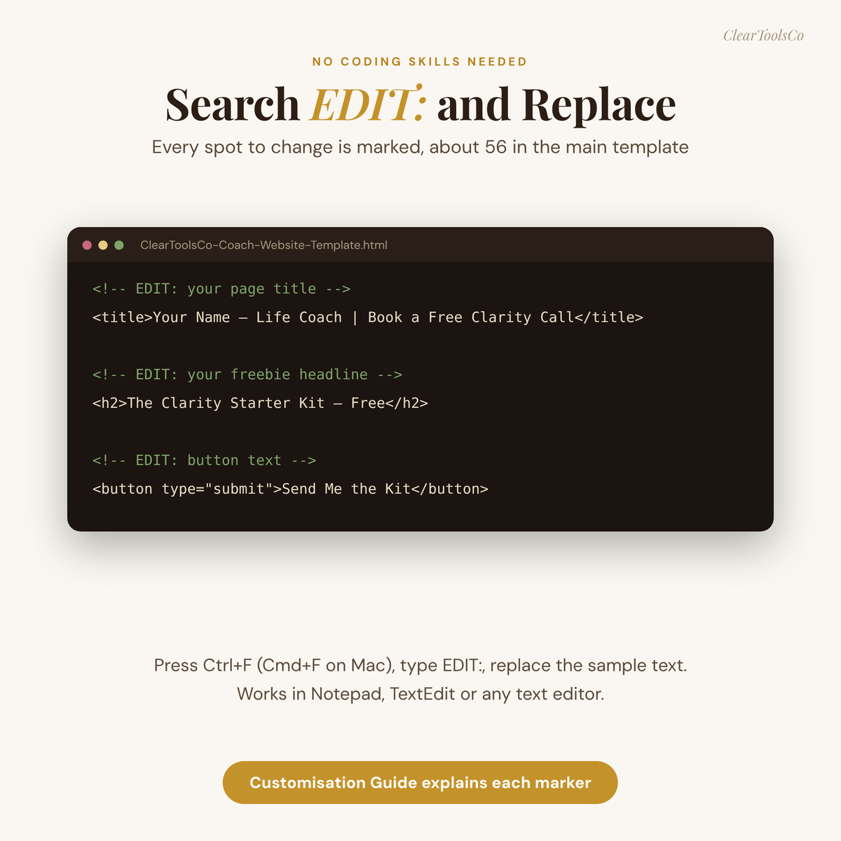 Coaching Website Template | HTML Life Coach Website + Opt-In & Thank-You Pages | For Coaches, Therapists, Consultants | No Monthly Fee