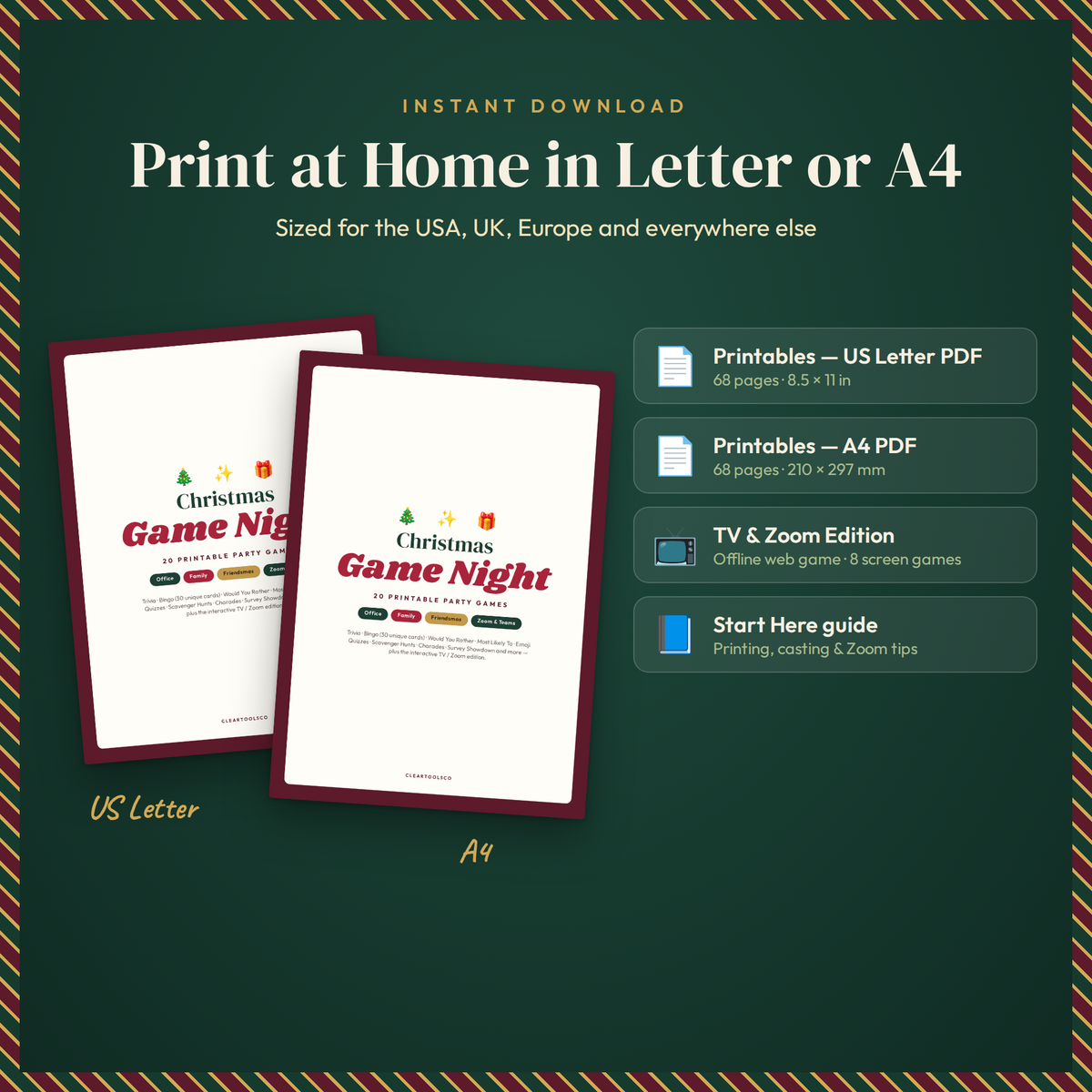 Christmas Party Games for Adults, Christmas Game Bundle, Printable and TV Zoom Edition, Office Party Games, Family Trivia and Bingo