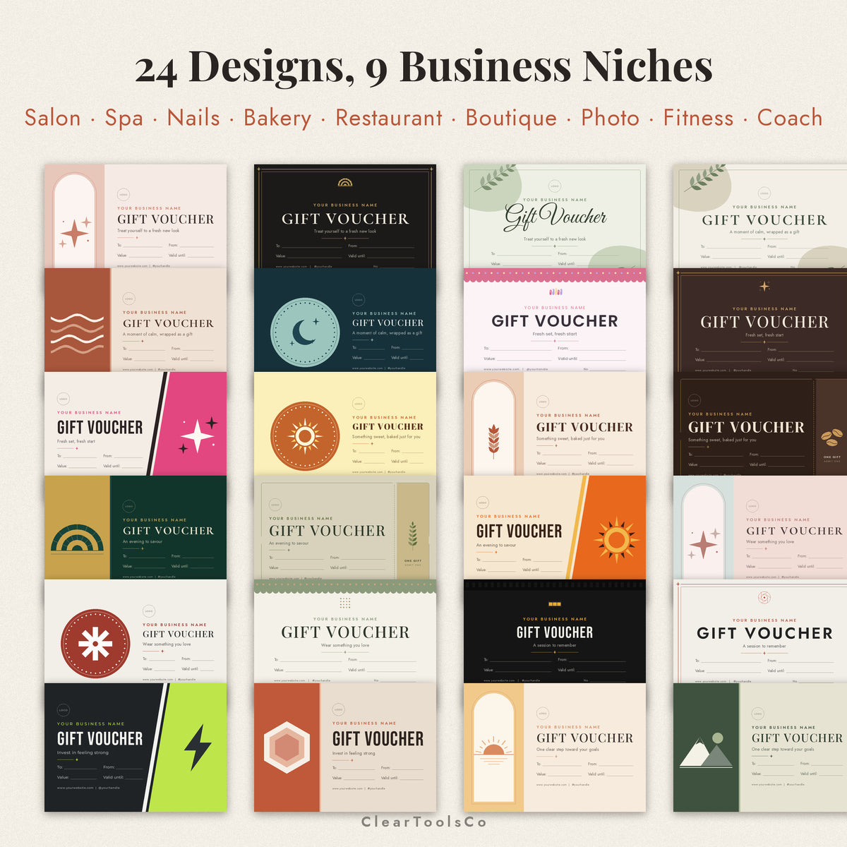 Editable Gift Certificate Template, Printable Gift Voucher for Small Business, Salon Spa Massage Photographer Gift Card, Instant Download