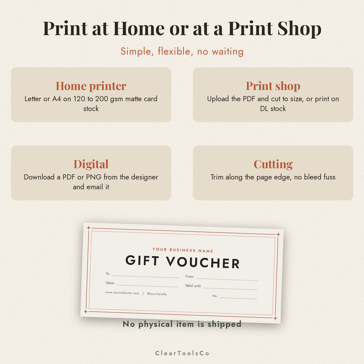 Editable Gift Certificate Template, Printable Gift Voucher for Small Business, Salon Spa Massage Photographer Gift Card, Instant Download