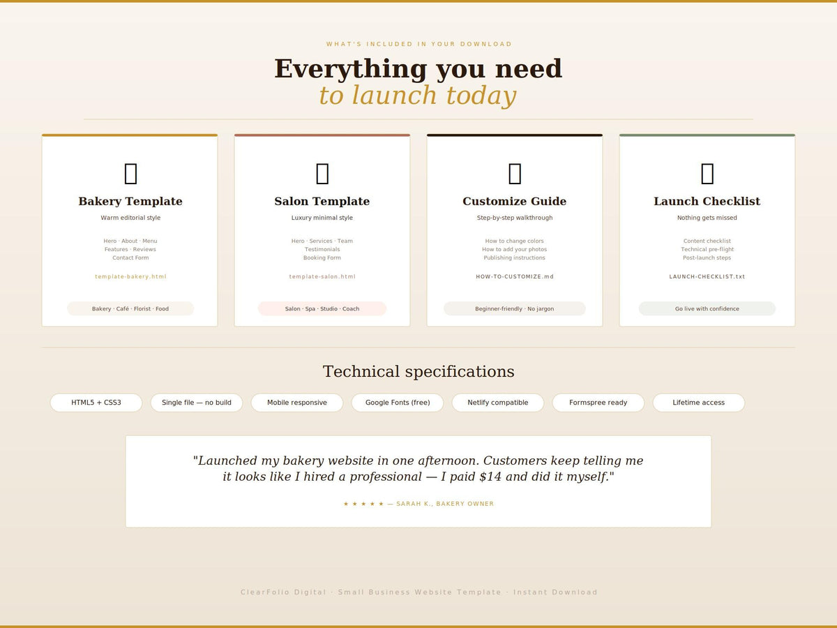 Small Business Website Template, Editable HTML Website for Startups