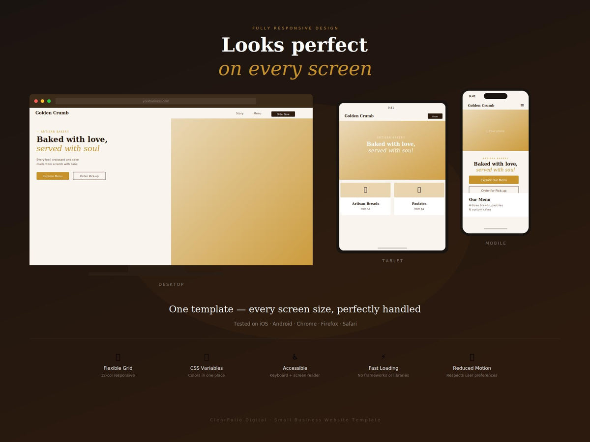 Small Business Website Template, Editable HTML Website for Startups