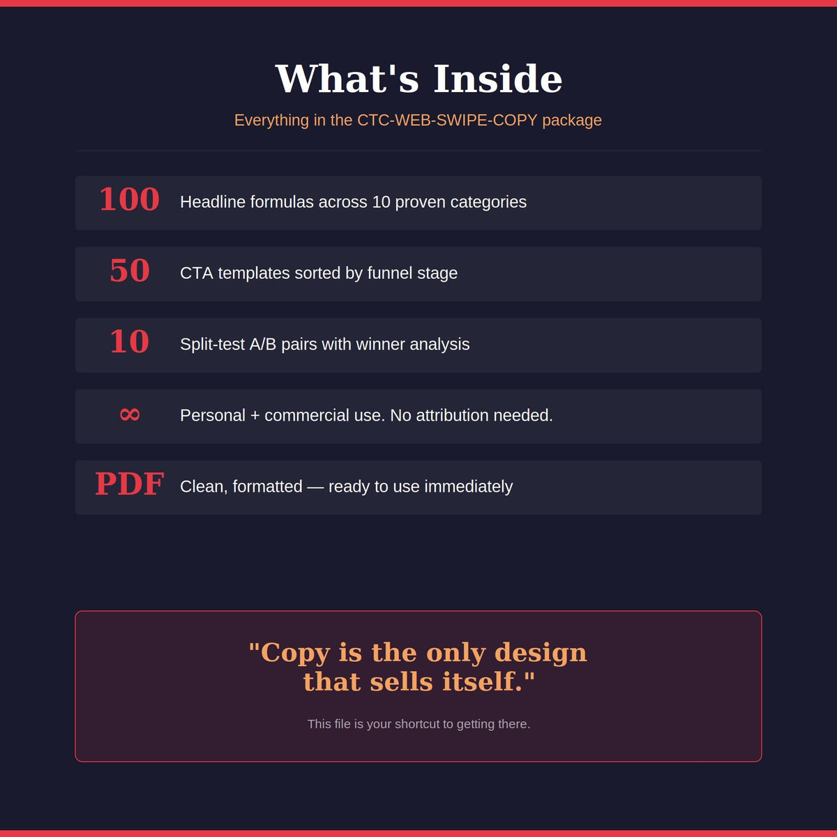 Copywriting Swipe File | 100 Headlines & 50 CTAs | Landing Page Ad Email Templates PDF