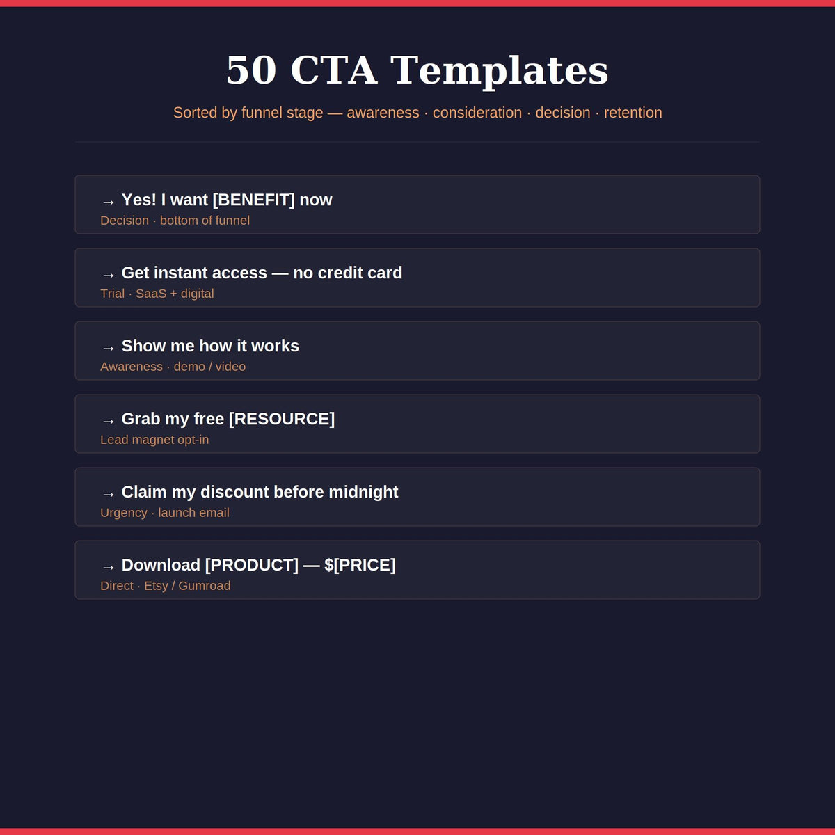 Copywriting Swipe File | 100 Headlines & 50 CTAs | Landing Page Ad Email Templates PDF