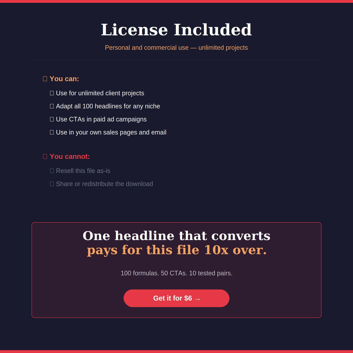 Copywriting Swipe File | 100 Headlines & 50 CTAs | Landing Page Ad Email Templates PDF