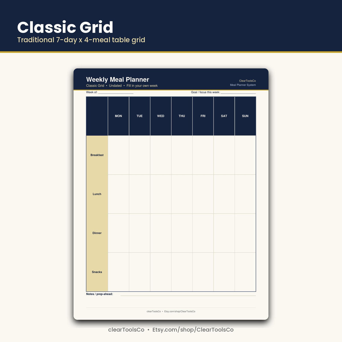 Weekly Meal Planner & Grocery List Template, Editable Meal Prep Planner