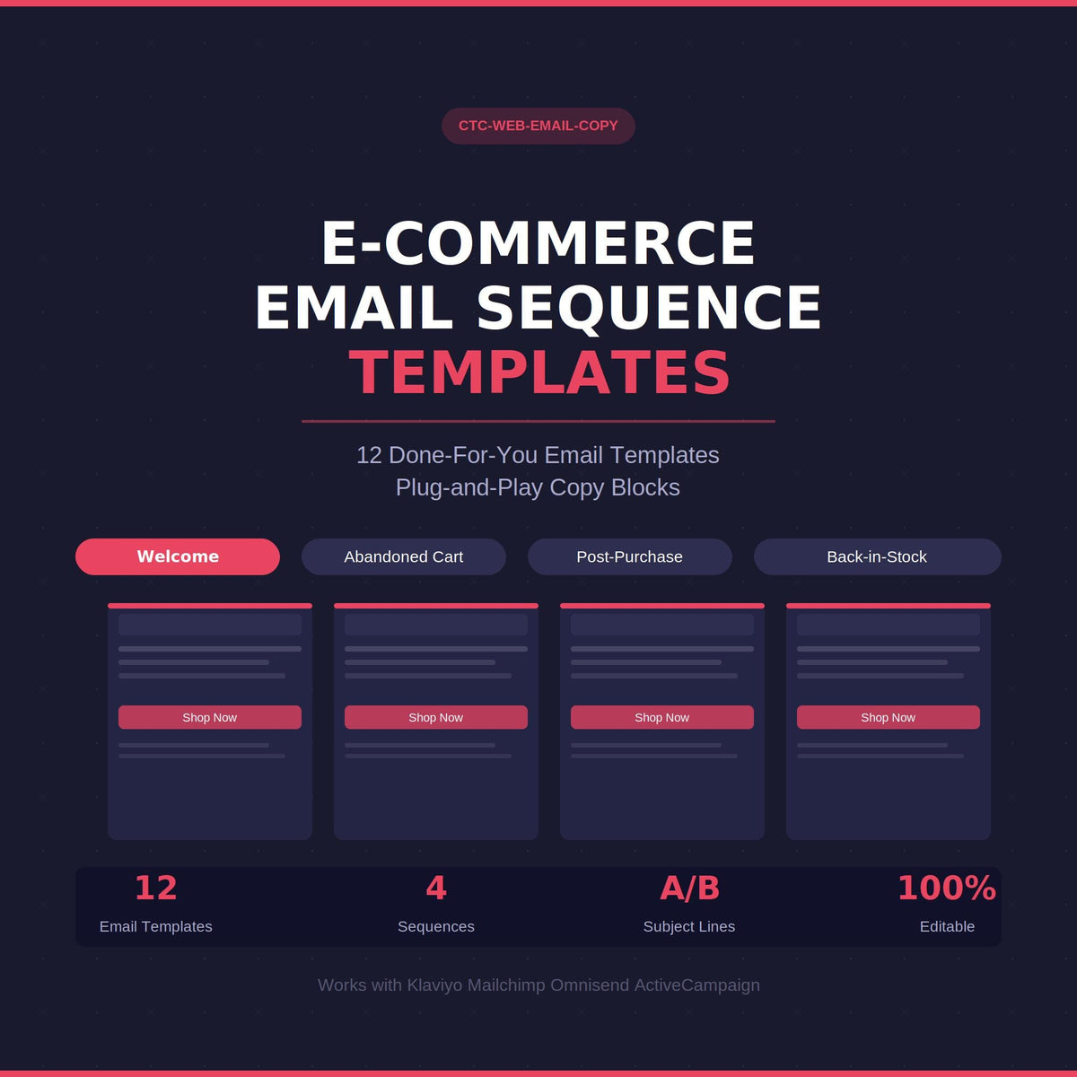 Email Marketing Templates | Ecommerce Email Sequence Kit | Abandoned Cart Welcome Win-Back Flash Sale | Shopify Klaviyo