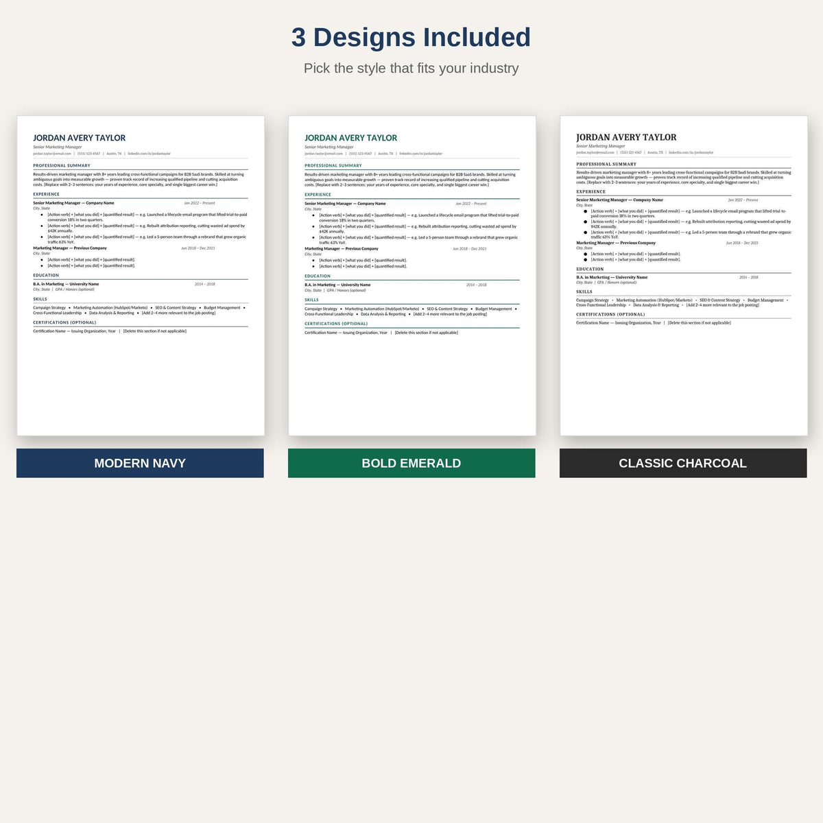 ATS Resume Template | Resume + Cover Letter Kit Word Google Docs | CV Template | Job Application Tracker | Instant Downl