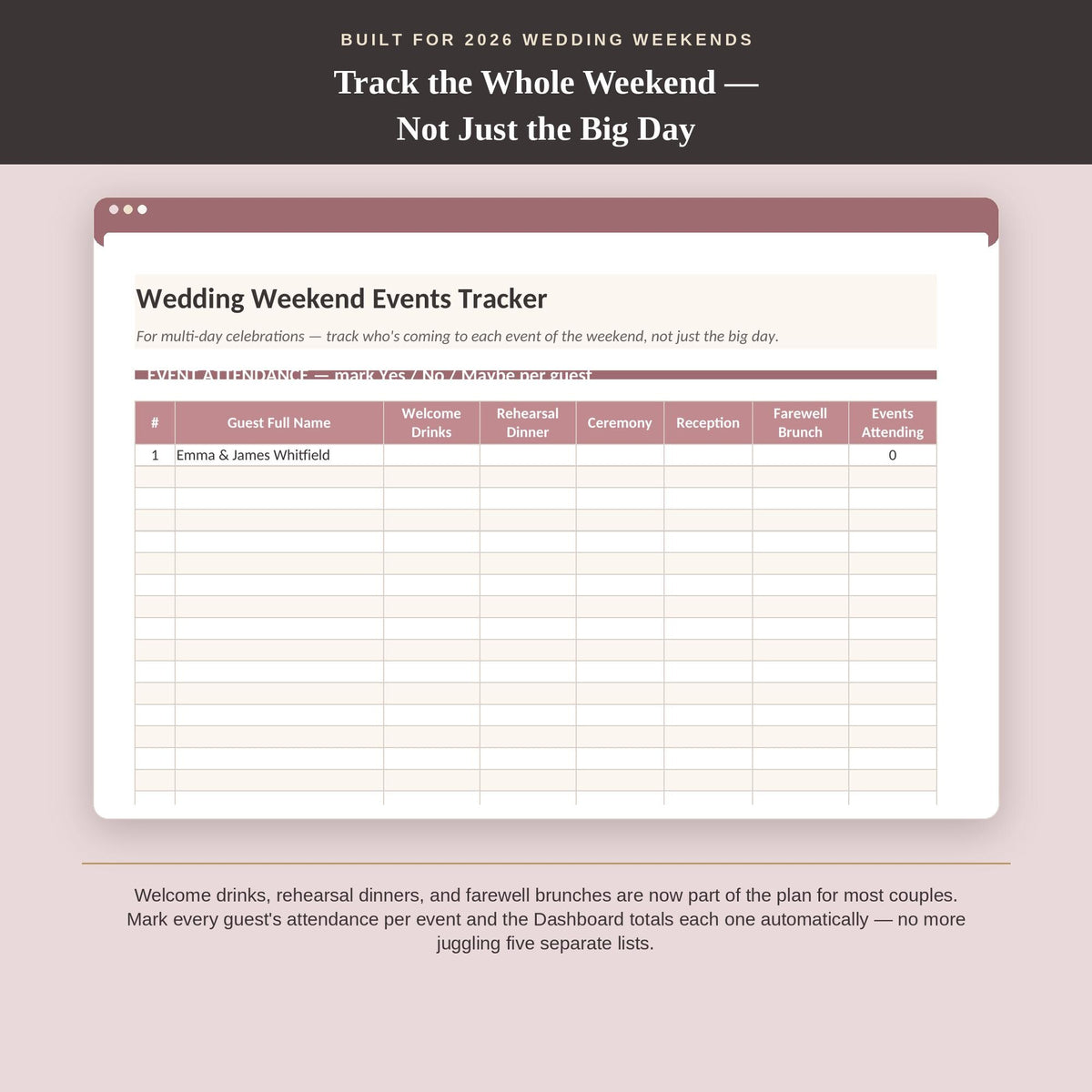 Wedding Guest List & Seating Chart Planner | Editable Excel Google Sheets RSVP Tracker | Digital Wedding Weekend Organiz