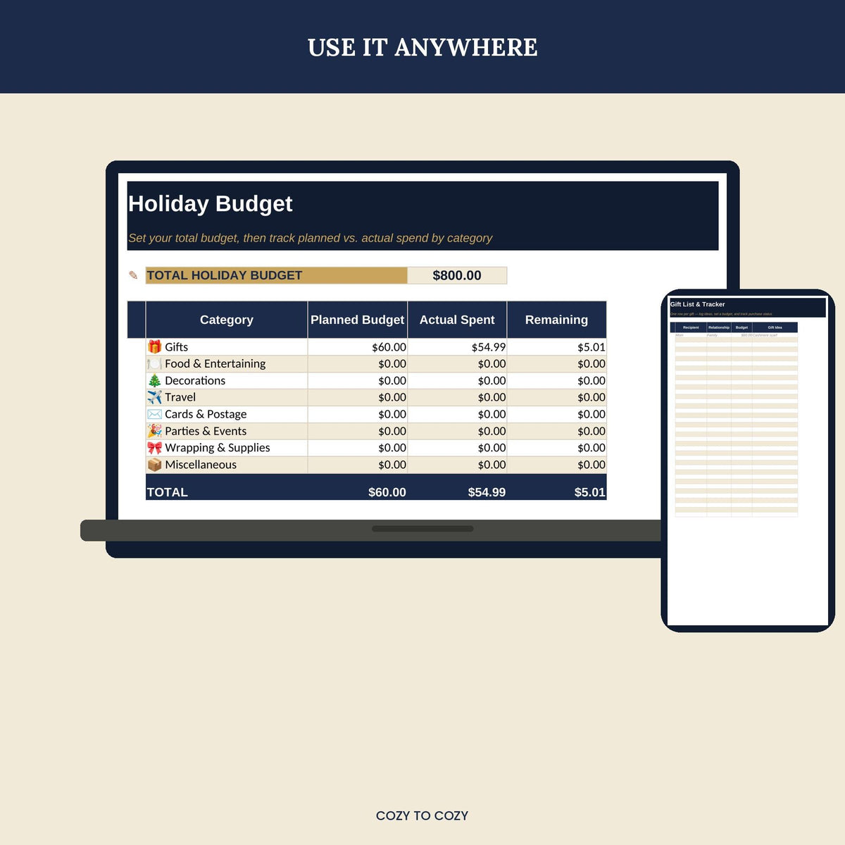 Christmas Budget Planner|Holiday Gift Tracker Spreadsheet|Excel Google Sheets|Finance Planner| Gift List| Organizer Prin