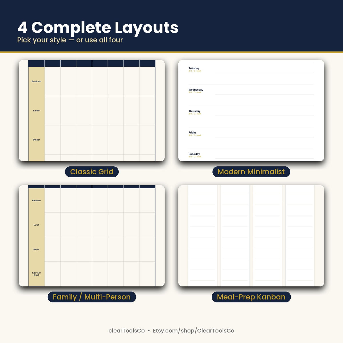 Weekly Meal Planner & Grocery List Template, Editable Meal Prep Planner
