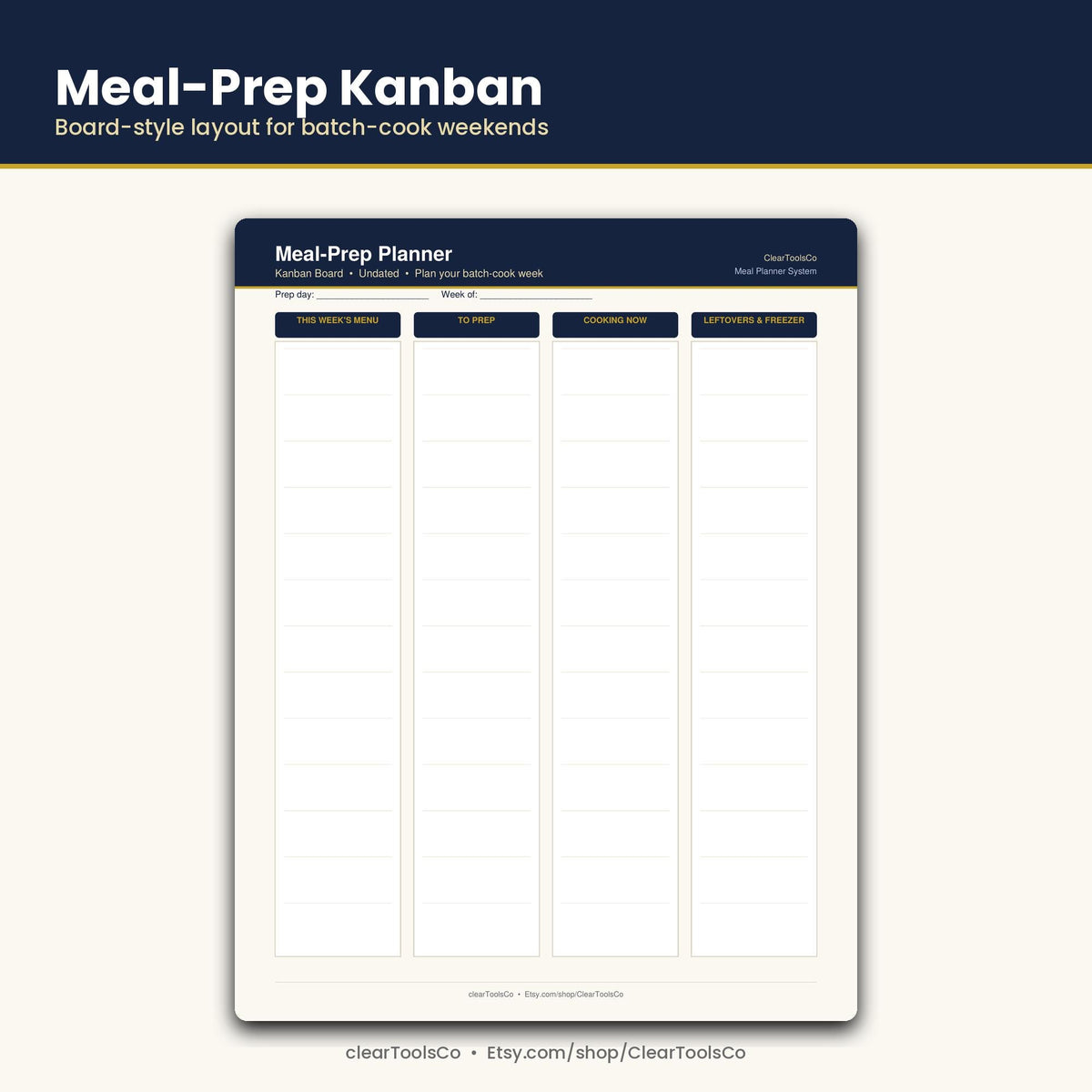 Weekly Meal Planner & Grocery List Template, Editable Meal Prep Planner