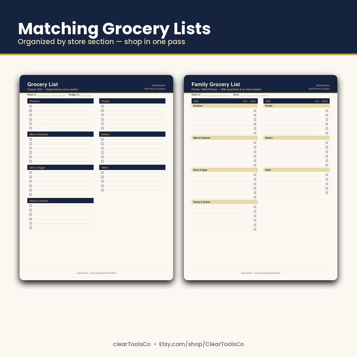 Weekly Meal Planner & Grocery List Template, Editable Meal Prep Planner