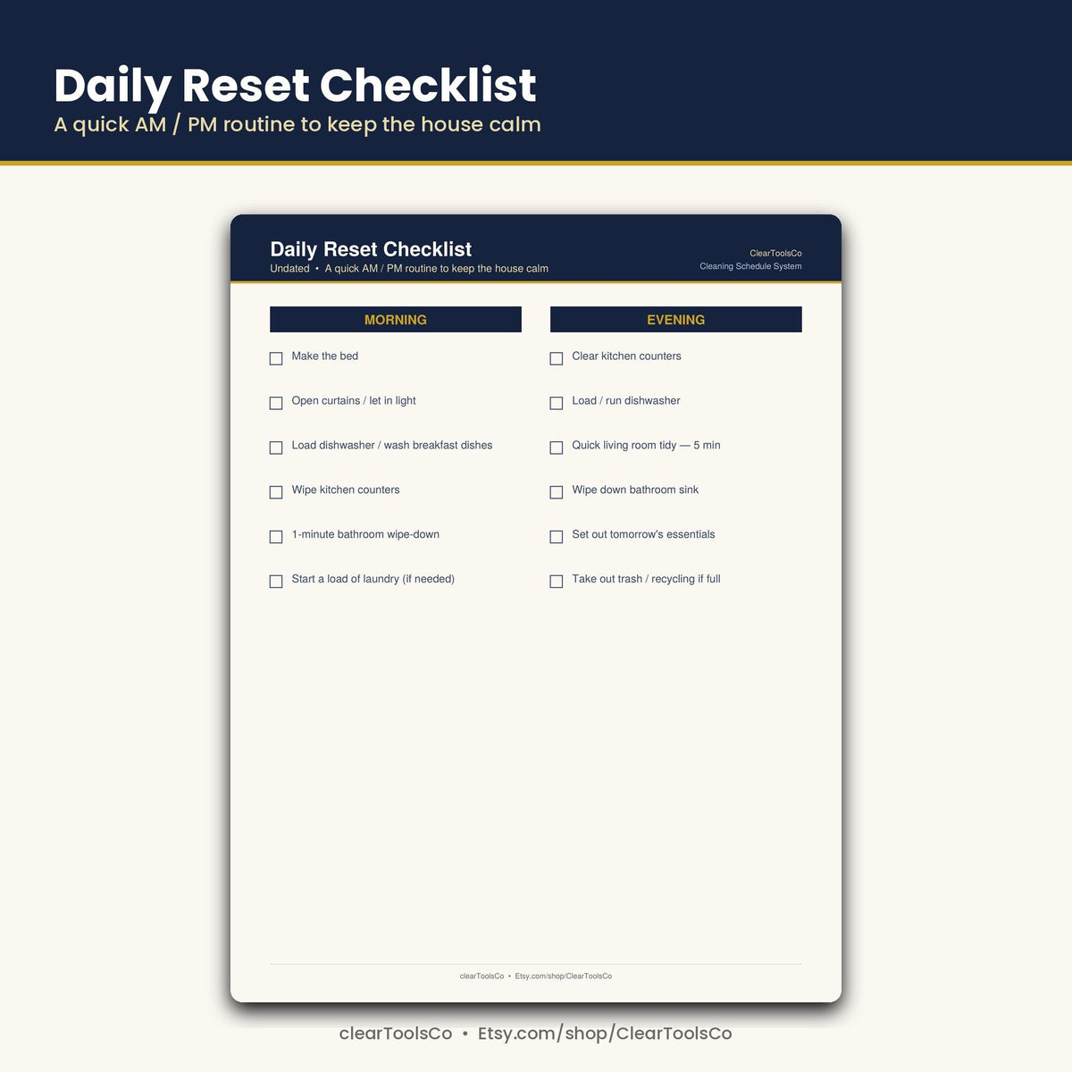 Weekly Cleaning Schedule Printable, Household Chore Chart, Editable