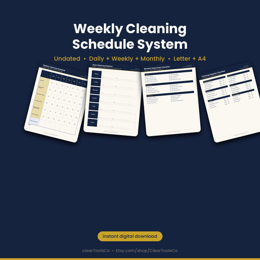 Weekly Cleaning Schedule Printable, Household Chore Chart, Editable