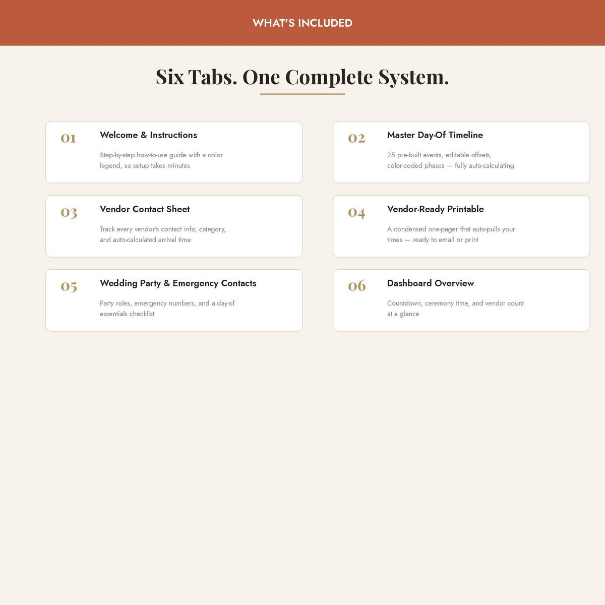 Wedding Day Timeline Template | Auto-Calculating Vendor Contact Sheet | Editable Excel Google Sheets Wedding Planner | D