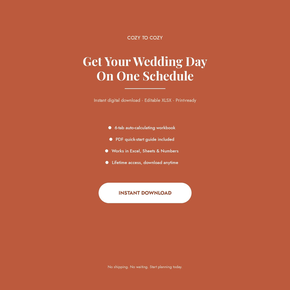 Wedding Day Timeline Template | Auto-Calculating Vendor Contact Sheet | Editable Excel Google Sheets Wedding Planner | D