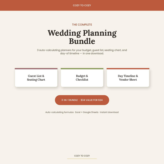 Wedding Planning Bundle | Budget Spreadsheet + Guest List Seating Chart + Day Timeline | Editable Excel Google Sheets