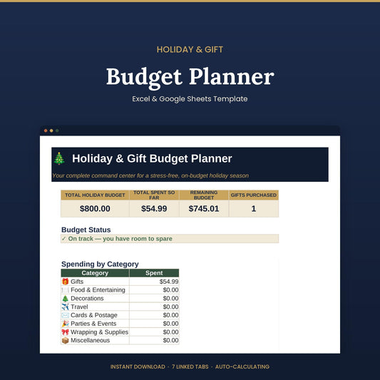 Christmas Budget Planner|Holiday Gift Tracker Spreadsheet|Excel Google Sheets|Finance Planner| Gift List| Organizer Prin