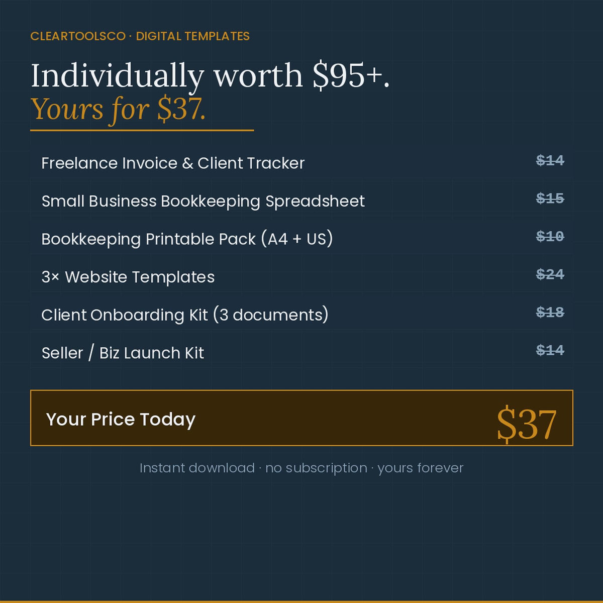 Small Business Starter Bundle | Invoice Tracker + Bookkeeping Spreadsheet + Website Template + Client Onboarding | Digit