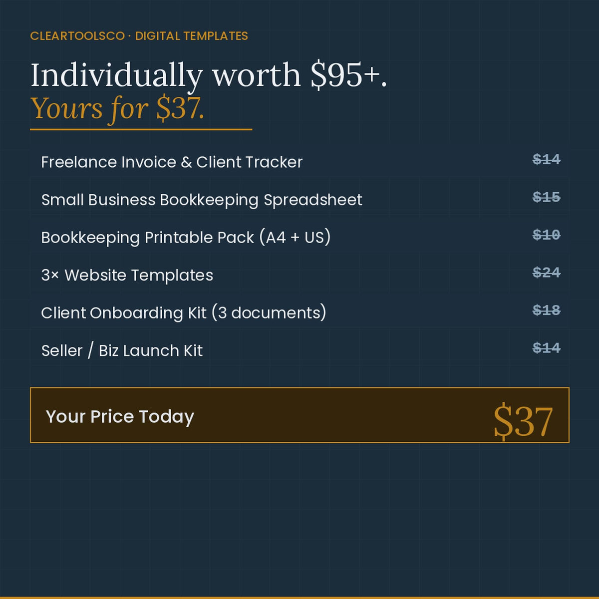 Small Business Starter Bundle | Invoice Tracker + Bookkeeping Spreadsheet + Website Template + Client Onboarding | Digit