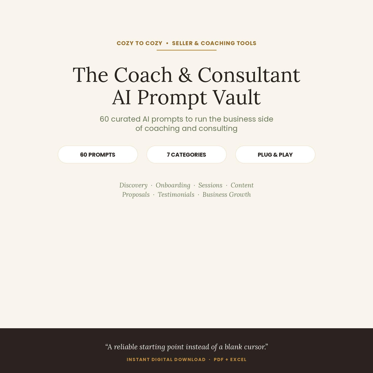 AI Prompt Pack for Coaches and Consultants| ChatGPT Prompts for Client Sessions, Proposals, Content| Business Prompt Vau