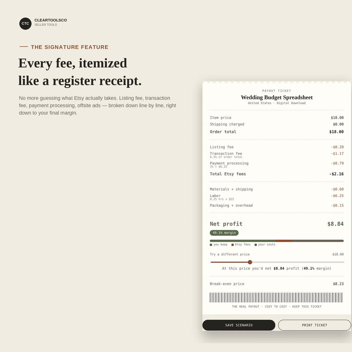 The Real Payout: Interactive Etsy Pricing and Profit Calculator, Fee Calculator Tool, Digital Download Shop Price Planne