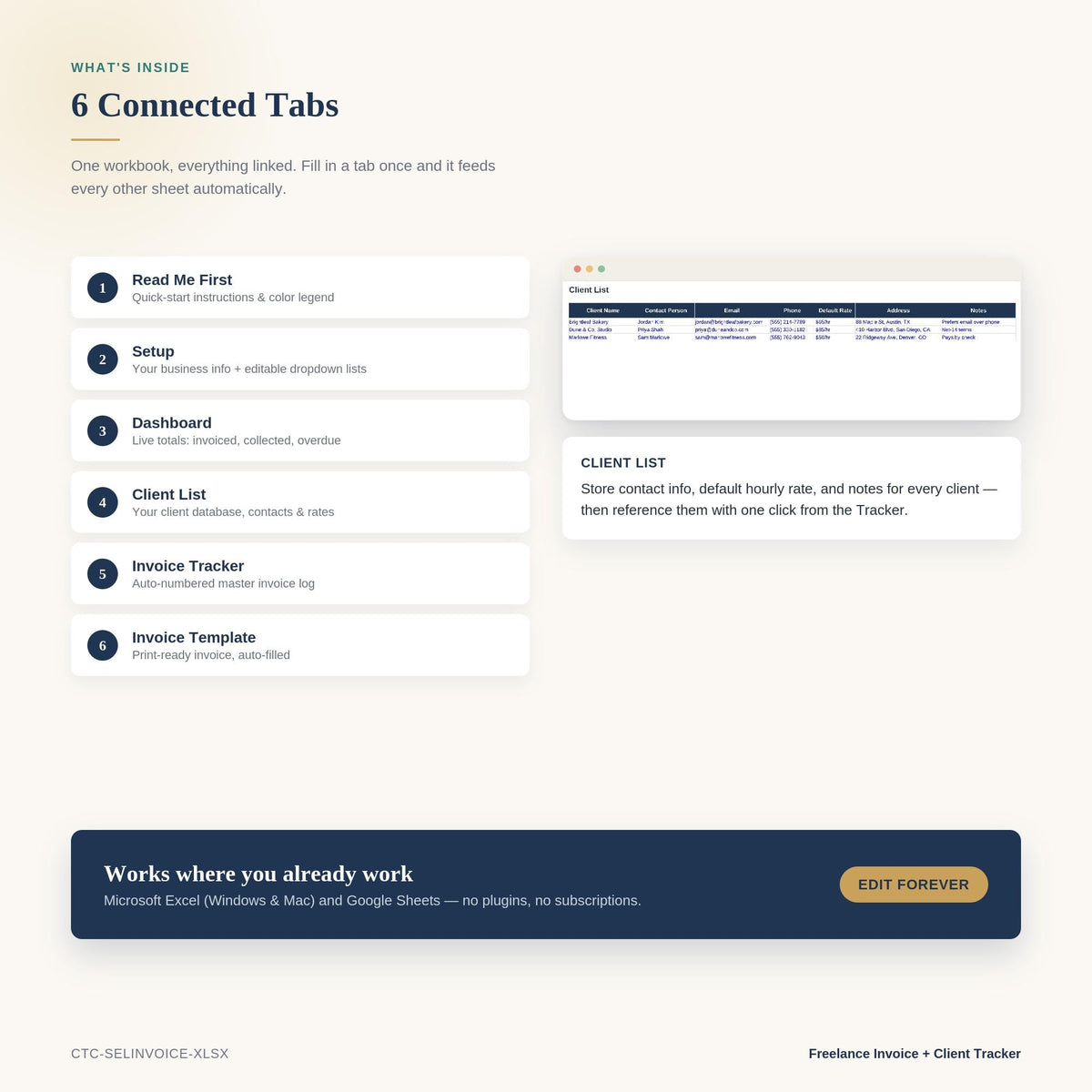 Invoice Tracker Excel Template | Freelance Client & Payment Status Log, Business Bookkeeping, Expense Spreadsheet