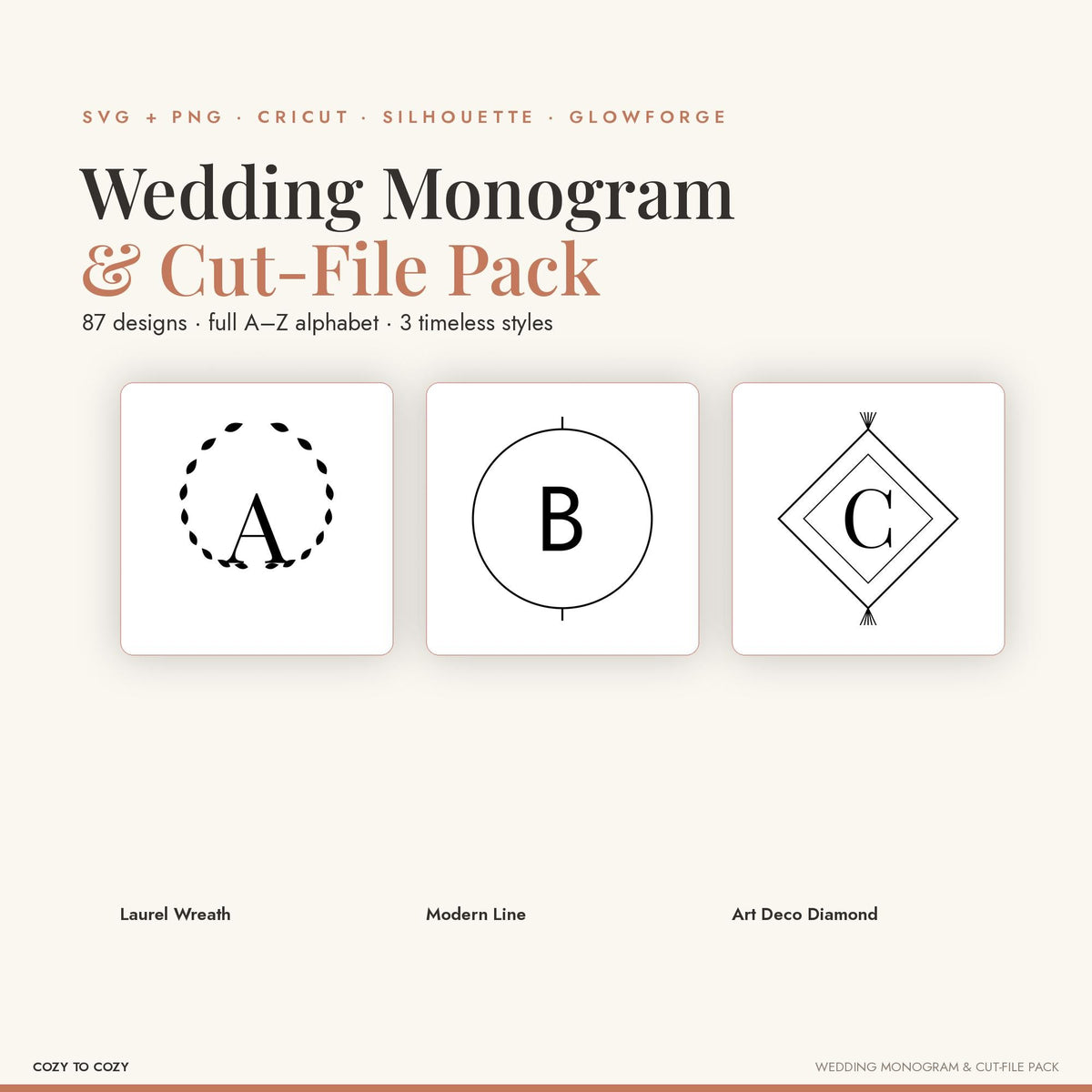 Wedding Monogram SVG Bundle, Cut File Pack for Cricut and Silhouette, Laurel Wreath Initial, Bride Groom Digital Downloa
