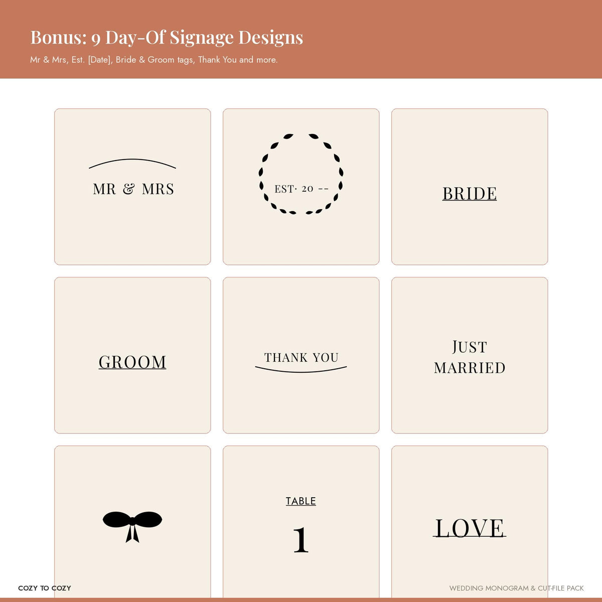 Wedding Monogram SVG Bundle, Cut File Pack for Cricut and Silhouette, Laurel Wreath Initial, Bride Groom Digital Downloa