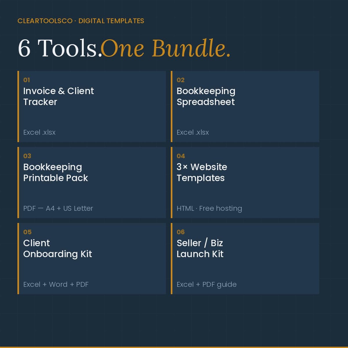 Small Business Starter Bundle | Invoice Tracker + Bookkeeping Spreadsheet + Website Template + Client Onboarding | Digit