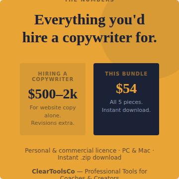 Coach & Creator Copy Bundle +Lead Magnet + Ecommerce Emails + Copywriting Swipe File + Coaching Copy + Coaching HTML Tem