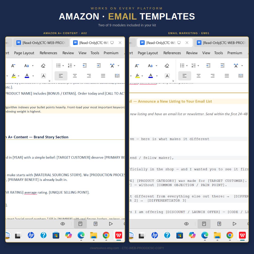 Product Description Template Pack — 75 Fill-in-the-Blank Listing Templates for Etsy Shopify Amazon | SEO Checklist | AI-