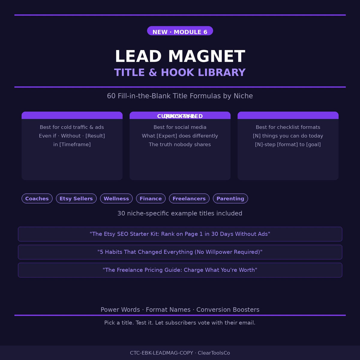 Lead Magnet Ebook Template | Opt-In Landing Page Copy + Email Sequence + Promotion Templates | Email List Building Kit
