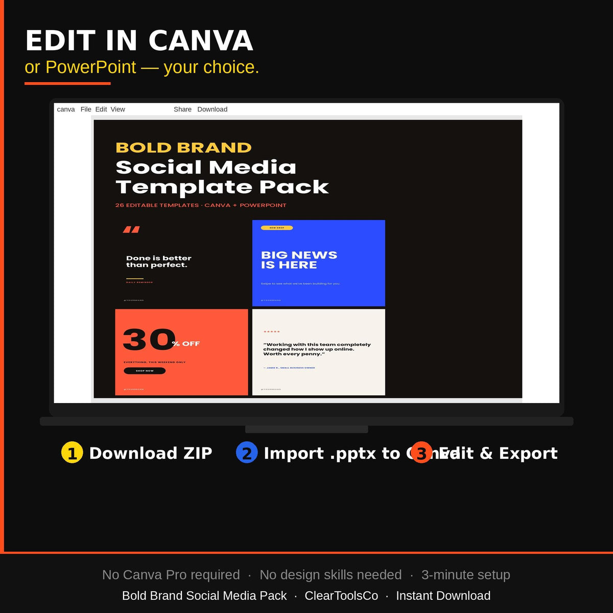 Canva Social Media Templates Bundle | Instagram Template Canva | Social Media Posts, Stories, Pinterest, LinkedIn | Bold