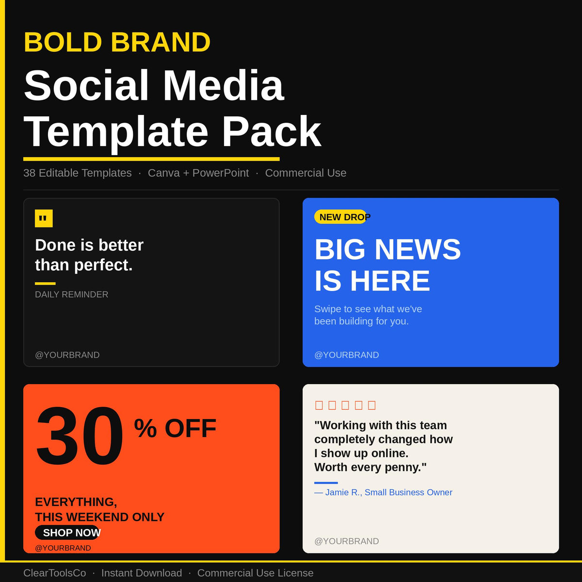 Canva Social Media Templates Bundle | Instagram Template Canva | Social Media Posts, Stories, Pinterest, LinkedIn | Bold