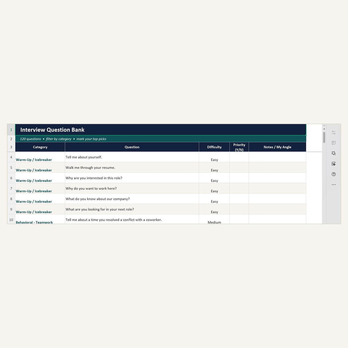 Resume Template & Interview Prep Kit | STAR Answer Builder, 120 Question Bank, Salary Negotiation Scripts | Excel + Goog