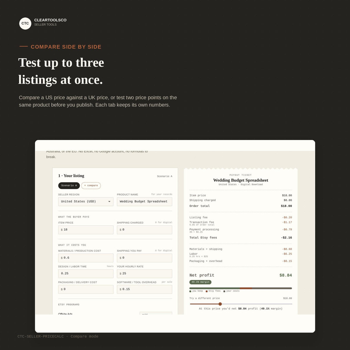 The Real Payout: Interactive Etsy Pricing and Profit Calculator, Fee Calculator Tool, Digital Download Shop Price Planne