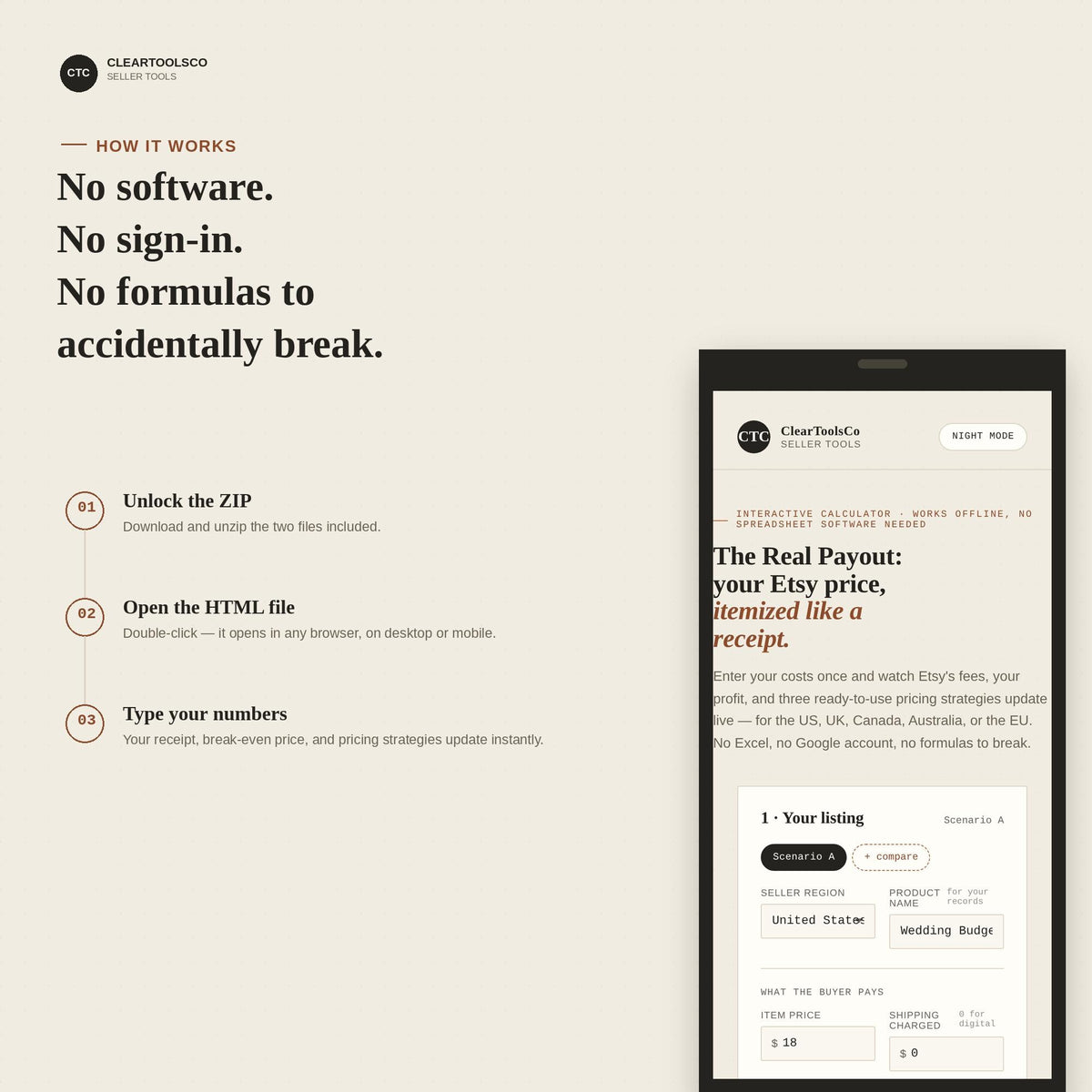 The Real Payout: Interactive Etsy Pricing and Profit Calculator, Fee Calculator Tool, Digital Download Shop Price Planne