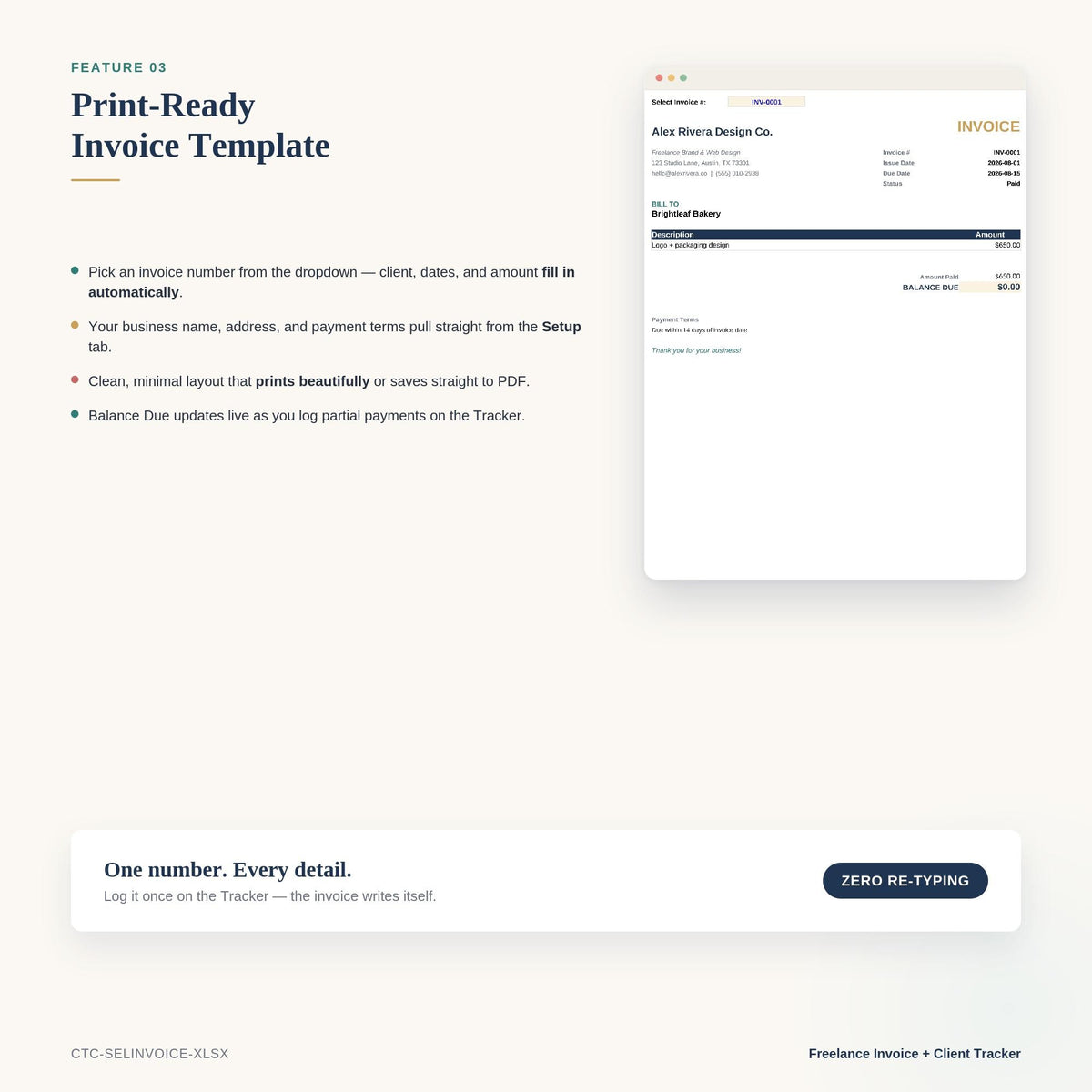 Invoice Tracker Excel Template | Freelance Client & Payment Status Log, Business Bookkeeping, Expense Spreadsheet