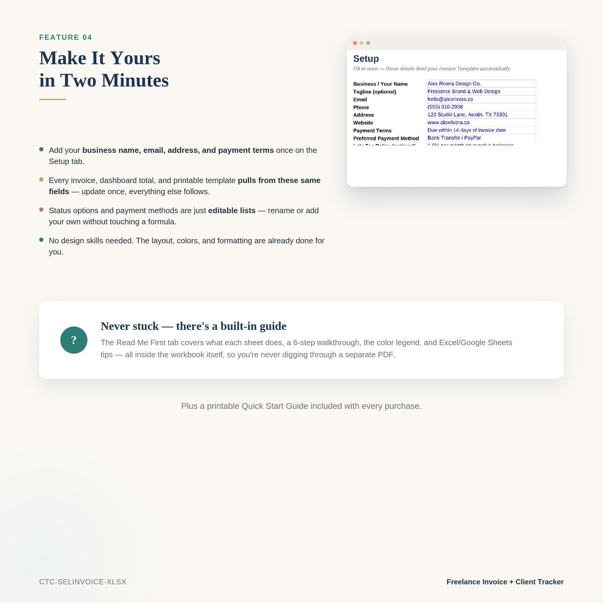 Invoice Tracker Excel Template | Freelance Client & Payment Status Log, Business Bookkeeping, Expense Spreadsheet